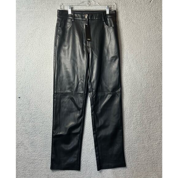 Shinestar Pants Womens M Black Super High Waist Faux Leather Pants Nightout NEW - Picture 1 of 11
